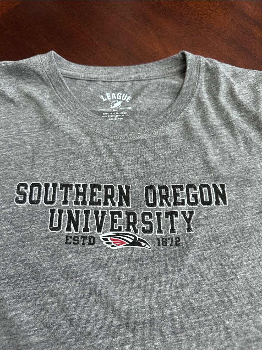 League 91 Soft Gray Southern Oregon University College Graphic T-Shirt